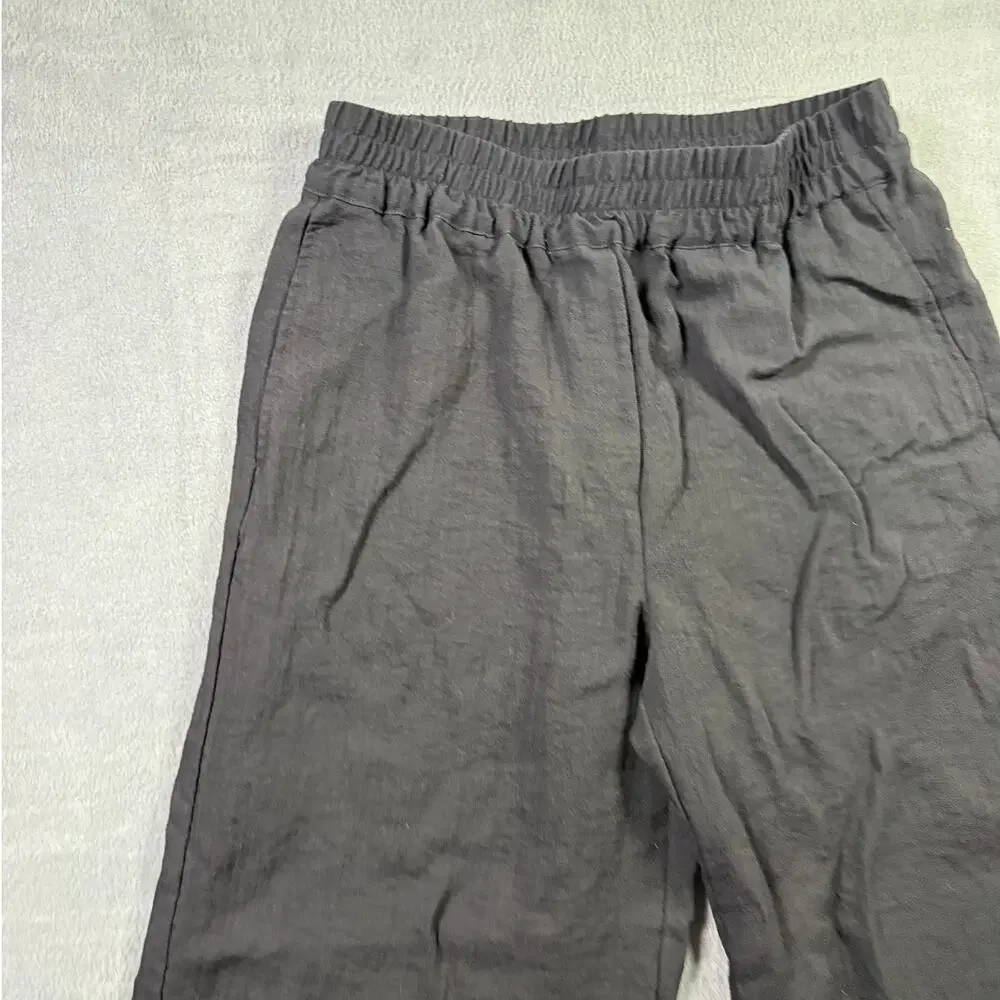 Never Worn‎ - H&M Linen/Viscose Black Pants Crop Wide Leg Flowy Size Medium
